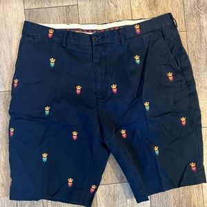 Polo Ralph Lauren Mens Size 40 Embroidered Crests Shield Navy Blue Shorts